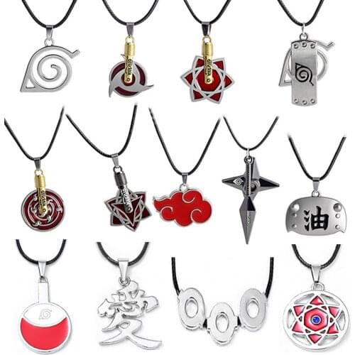 Naruto Accessories Necklace Anime Action Figures Kunai Zumaki Shuriken Kakashi Cosplay Metal Alloy Pendant Jewelry Kids Toy Gift