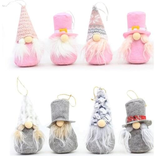 1/4pcs White Beard Faceless Christmas Ornaments Pink Gray Plush Doll Christmas Tree Decoration New Year Christmas Gifts lovable