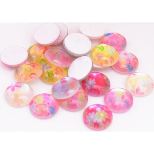 10pcs/lot 14mm New Fashion Mixed Colors Flat Back Resin Cabochons Cameo Jewelry Accessories Supplies