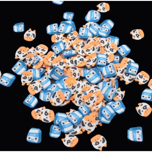 100g/Lot Cartoon Dairy Cow and Milk Box Slices Soft Pottery Sprinkles for Arts Decoration DIY Crafts Filler Accessories