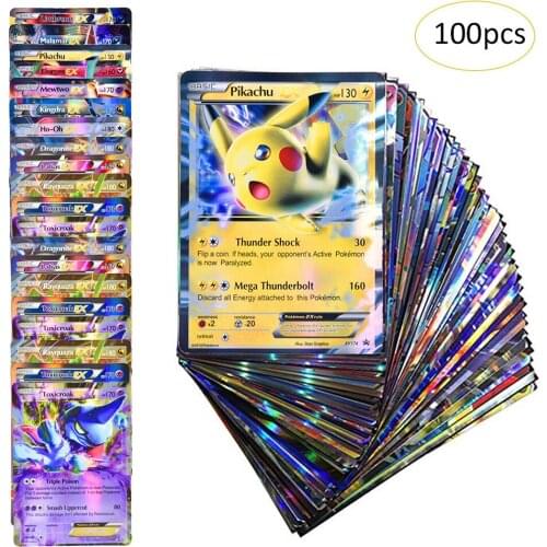 100Pcs/Box Pokemon Cards 100Vmax GX Battle English Version Game Tag Team Shining EX Pokemon Figurines Boys Toy Gift