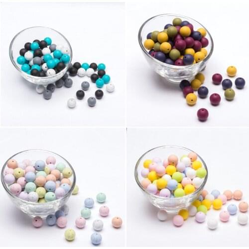 Lets Make 100pc Silicone Teether Beads 15mm Round Loose Teething Chew Necklace Teether Toy DIY Baby Products Teether