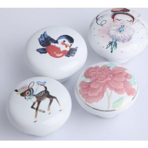 2pcs drawer cupboard Cartoon Knob White ceramic kitchen Dresser cabinet Pull Modern fashion pumpkin porcelain furniture Handle