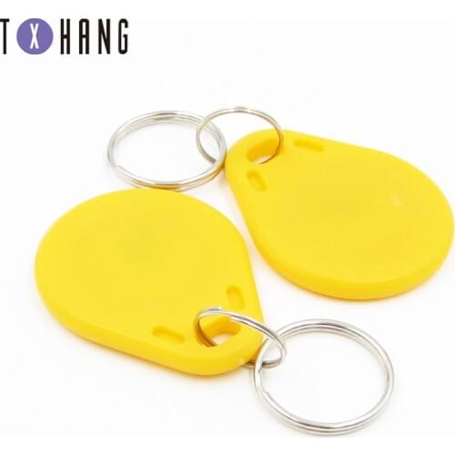 10PCS 13.56 Mhz RFID M1 S50 UID Changeable Card Tag Keychain Key Keyfob Block Sector Writable Yellow diy electronics