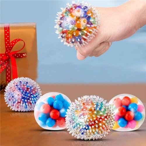 4 Pcs Stress Relief Balls Toys Squeeze Balls Toys Rainbow Ball Sensory Toy for Stress-Relief Tension Home Travel and Office Use