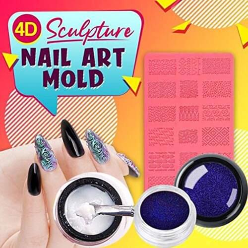 4D Sculpture Nail Art Mold Set Nail Art Decoration DIY Nail Art Painting Carved Soak Off Polish Flowers Design Modeling Tool