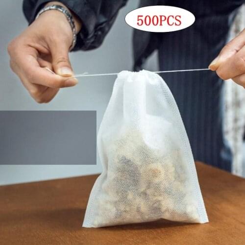500Pcs/Lot Non-woven Fabric Teabags Disposable Tea Bags Filter Bags For Tea Infuser with String Heal Seal Spice Filters Teabags
