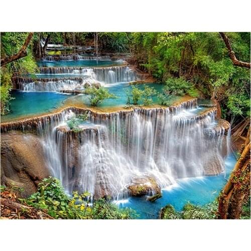 5D DIY Diamond Painting "Waterfall landscape " Embroidery Full Round Diamond Cross Stitch Rhinestone Mosaic Painting Decor