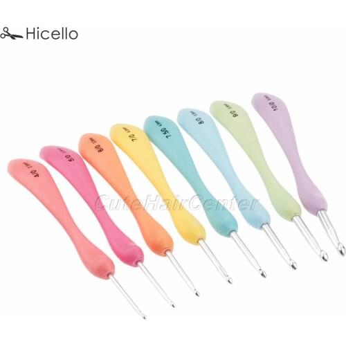 8pcs/set Crochet Hooks Plastic Handle Alumina Needles 2.5mm-6mm Kintting tools Craft set Gift Multi-colour Hicello