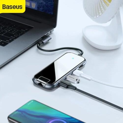 Baseus USB HUB Type C to HDMI RJ45 USB 3.0 Power Adapter For MacBook Pro Air for Samsung for Huawei Dock 6 Port USB HUB Splitter