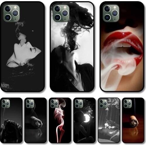 Smoke lady Phone Case cover For iphone 12 pro max 11 8 7 6 s XR PLUS X XS SE 2020 mini black cell shell