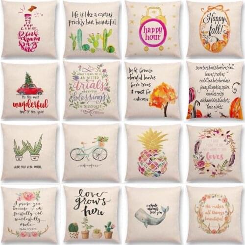 Letter Ative Pillowcasethrow Cushion Case Home Protector Flax Cotton Linen