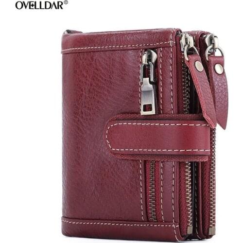 Mens Vintage Short Wallet RFID Wallet Three Fold Multi-card Slot Crazy Horse Leather Mens Coin Purse Card Holder