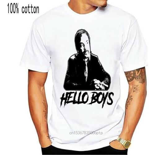 Crowley 'Hello Boys' Supernatural T Shirt New Fashion Mens Short Sleeve Shirt Cotton T-Shirts Short Sleeve O-Neck