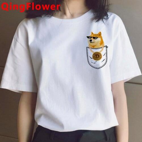 Dogecoin To The Moon Funny Cartoon T-shirt Men Unisex Aesthetic Grunge Tshirt Kawaii Anime 90s T Shirt Graphic Top Tees Male