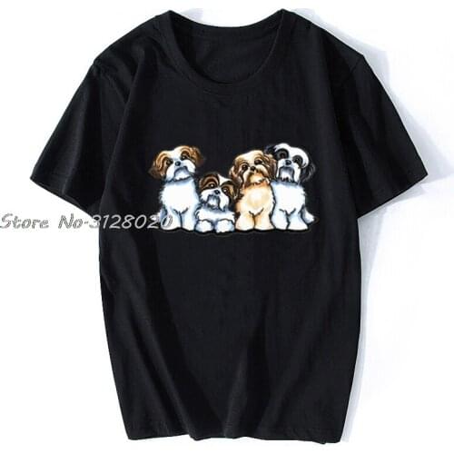 Men Tshirt Four Shih Tzu T Shirt Women T-Shirt Men Cotton TShirt Tees Tops Streetwear Harajuku