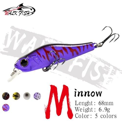 WALK FISH 68MM 6.9G Minnow Fishing Lure Jerkbait Sinking Artificial Lures Wobblers 3D Eyes Bait Bass Pike Sea Fishing Tackle