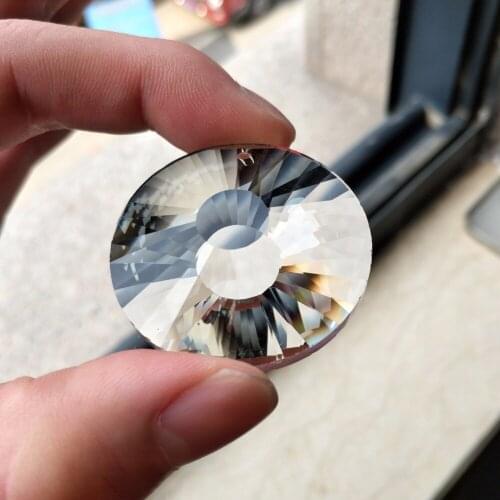 2 PCS Round Hole Transparent Glass Chandelier Crystal Prism Pendant DIY Lamp Part Decor Party 40mm Pendant Necklace Accessory