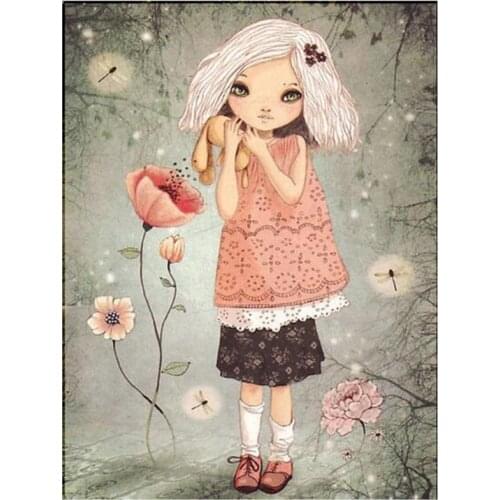 Full Square Diy Girl Round Cartoon Diamond Painting Embroidery Patterns Rhinestones Mosaic Painting Cross Stitch Decor FH737