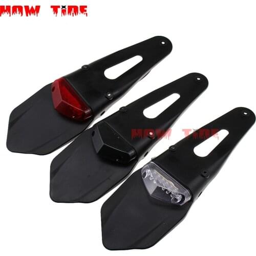 Motorcycle Rear Fender License Plate Bracket Holder with 12V LED Taillight Brake Lamp Universal for Enduro Off-Road Bike