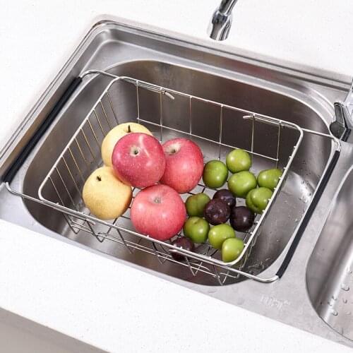 Kitchen Adjustable Dish Drainer Sink Drain Basket Washing Fruit Vegetable Rack Kitchen Cutlery Shelf Home Organizer Accessories
