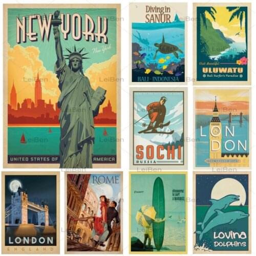 Europe City Travel Metal Sign New York Roman London Landscape Vintage Retro Plaque Art Iron Painting Decor Bar Pub Club 20X30CM