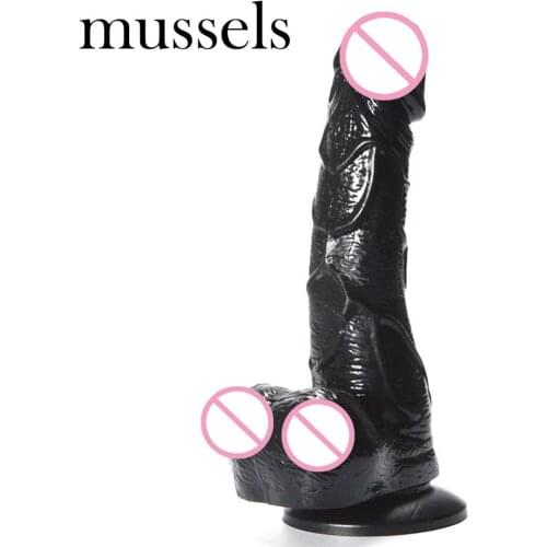 Mussels Huge Black Dildo Realistic Fake Penis Adults Sex Toys For Woman Large Phallus With Suction Cup Penis Female Masturbation