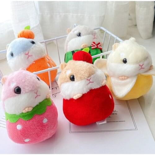 Cute little hamster plush keychain pendant doll machine doll fruit cartoon mouse toy gift beautiful gift ornament for girlfriend