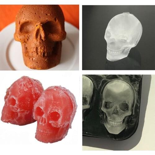 1.6*1.8in mini ice mold Halloween silicone ice mold 3D cartoon creative Skull head Ghosts Ice Tray DIY win