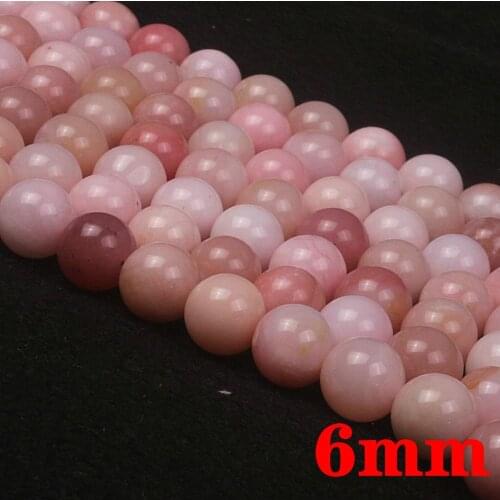 Natural Round Pink Opal Gemstone Loose Beads 6 8 10mm For Necklace Bracelet DIY Jewelry Making 15inch Strand