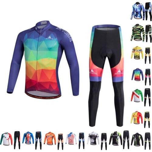MILOTO 2020 NEW Long Sleeve Cycling Jersey kits 5D pads pants Breathable Sportswear Bike garment Bicycle suits Ropa Ciclismo ODM