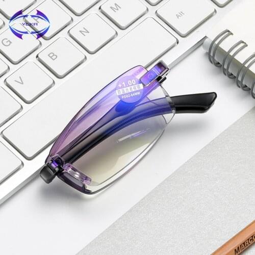 VCKA Folding Ultralight Rimless Reading Glasses Women Men Blue Light Blocking Frameless Computer Presbyopia Reader +1.0 to +4