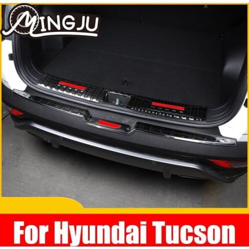 304 stainless Steel Rear Bumper Protector Sill Trunk Rear Guard Tread Plate Trim Car Styling For Hyundai Tucson 2021 NX4