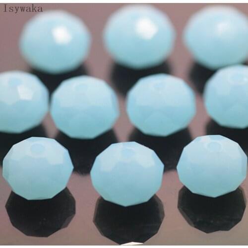 Isywaka Non-hyaline Blue Color 6*8mm 72pcs Rondelle Austria faceted Crystal Glass Bead Loose Spacer Round Bead for diy Making