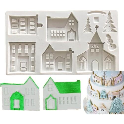 Christmas Tree Snowman House Silicone Fondant Cake Decorating Mold Chocolate Molds Baking Tools Kitchen Accessories