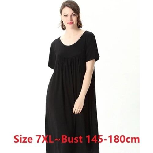 Summer Home Nightdress Plus Size 5XL 6XL 7XL Women Short Sleeve Sleepwear Nightgown Comfortable Sleep Dress modal soft Stretch