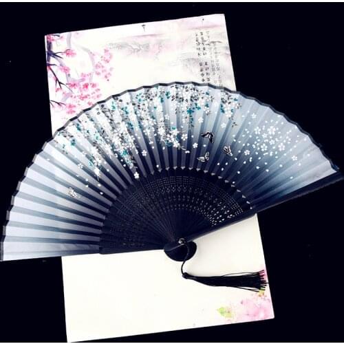 Silk Fan Chinese Japanese Style Folding Fan Home Decoration Ornaments Pattern Art Craft Gift Wedding Dance Hand Fan Paper fans
