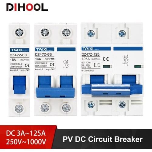 Solar Energy MCB DC 500V Mini Circuit Breakers 1000V Solar System Power Protector 1P 2P 4P Power Supply Switch