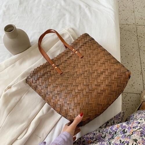 Summer Straw Totes Bag Women Large Capacity Shoulder Bag Rattan Handmade Handbag Woven Lady Beach Bag Designer Totes Bolsas sac