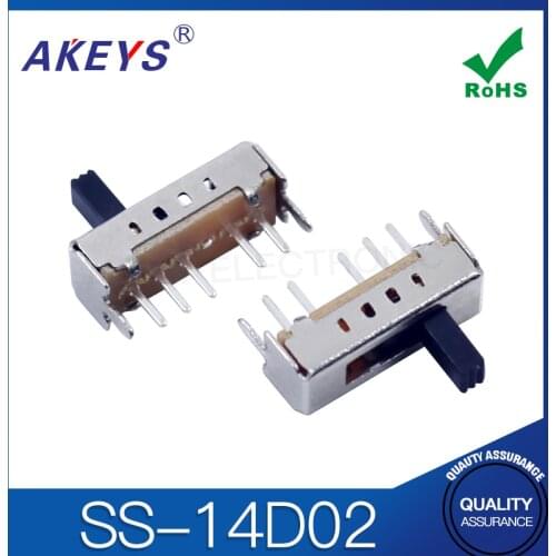 30PCS SS-14D02 Single pole four throw 4 position needle spacing 2.0mm slide switch 5 pin verticle type with 2 fixed pin