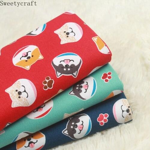 110x45cm Thick 100% Cotton Linen Fabric By Yard Dog Pawl printed Cloth for DIY Handmade Sewing Patchwork Needlework Decor Tissue