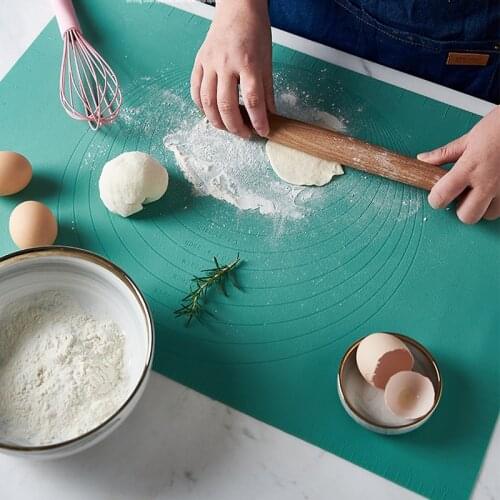 Thickened Silicone Rolling Dough Mat Non-Stick Fondant Cake Pizza Biscuit Cookie Kneading Pad Baking Mat with Scale Kitchen Tool