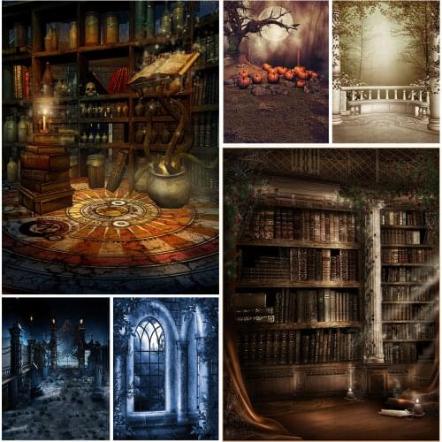 Gothic Room Candlestick Halloween Photo Backgrounds for Sudio Vinyl Backdrop for Portrait Children Photography Props Photocall
