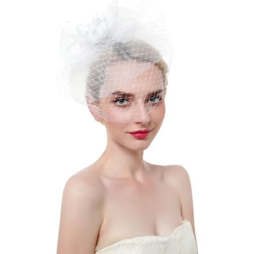European Fascinators Hat Ladies Flower Bowknot Mesh Feathers Tea Party Vintage Banquet Wedding Party Veil Duckbill Hair Clips
