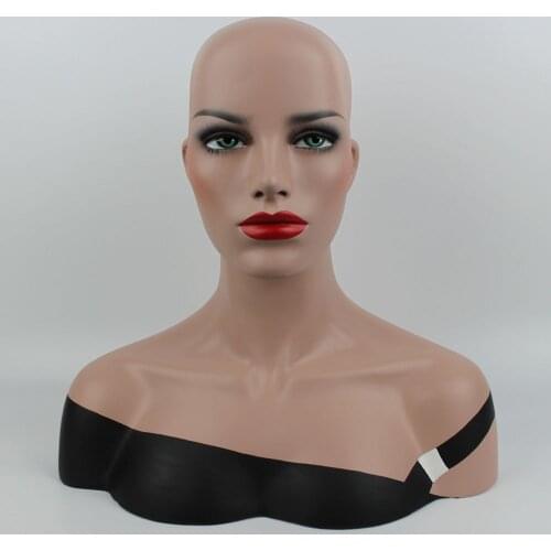 High Quality Plus Size Fiberglass Realistic Female Mannequin Dummy Head Bust For Wigs Hat Sunglass Jewelry Display