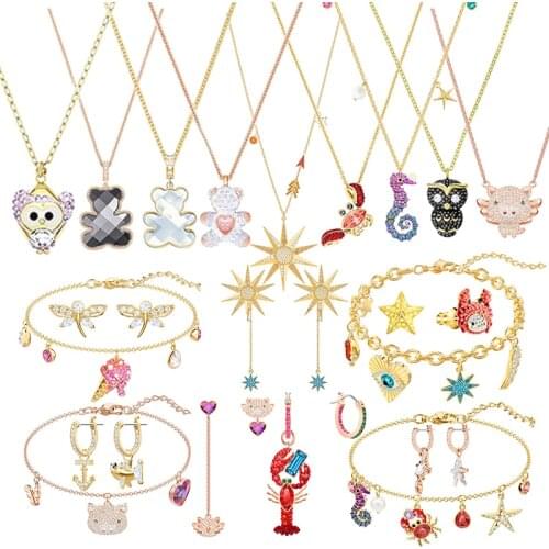 High Quality Original SWA Cute Animal Series Earrings Necklace Bracelet DIY Jewelry Party Wedding Jewelry for Womens Gifts