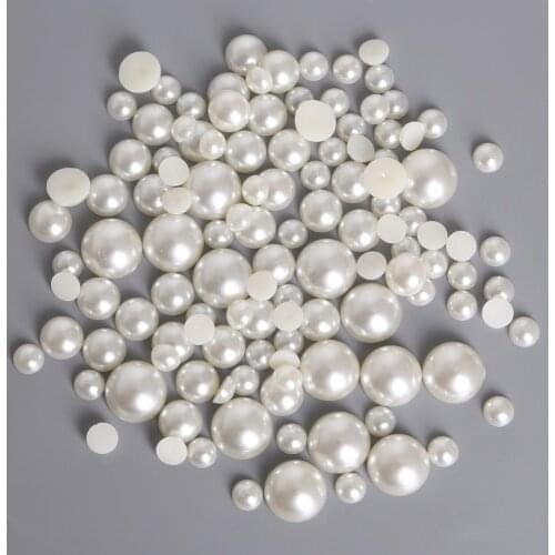 Ivory Half Round Flatback Pearls mix sizes 1.5mm 2mm 3mm 4mm 5mm 6mm to 14mm all sizes for nail art ABS imitation pearl beads