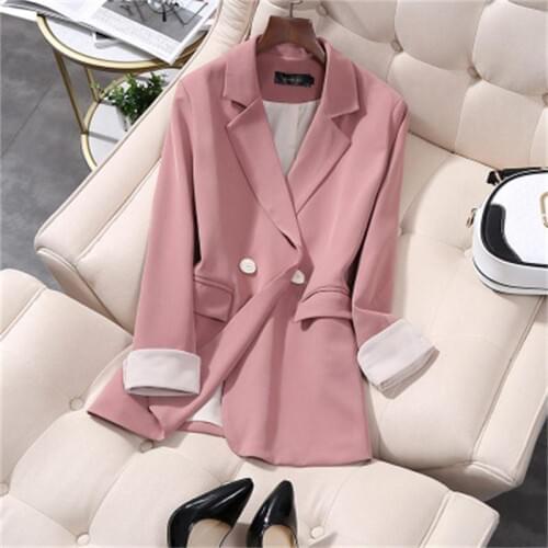 Women Blazers NEW Spring pink Casual Long-sleeved linen Plus Size 5XL women Work Wear professional suit women Blazers women