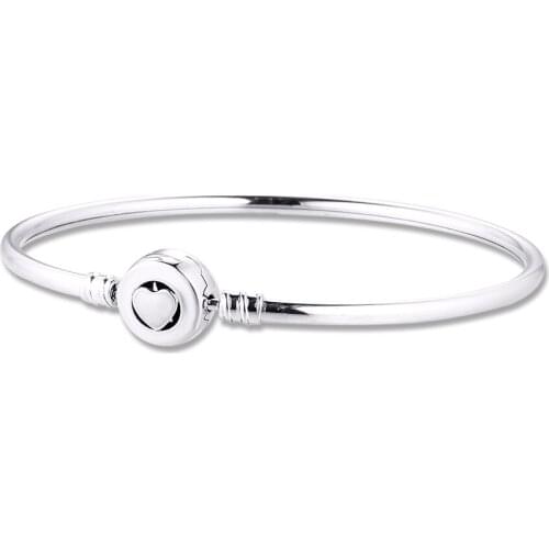 Authentic 925 Sterling Silver Bracelets Bangles Loving Heart Silver Bangle for Women DIY Charms Jewelry pulseras Wholesale B044