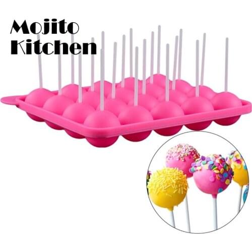 1PC 12/20 Holes Chocolate Ball Cupcake Cookie Candy Maker DIY Baking Tool Silicone Pop Lollipop Mold Stick Tray Cake Mould